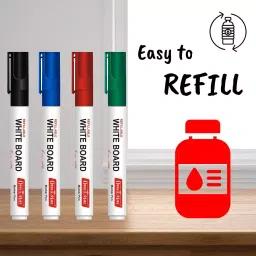 Soni Office Mate Refillable Whiteboard Marker 4.43 mm Bullet Tip Multicolor for Schools & Offices (Pack of 8) image 4