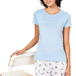 dreamz by pantaloons Women's Dreamz Blue Sleepwear Top Regular Fit,Open Air,M image 1