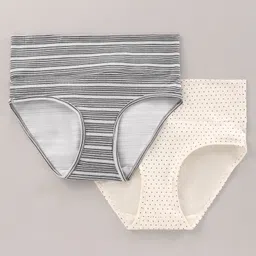 Bella Mama Ecojiva Finish Panties Striped & Polka Print Pack Of 2 - Grey White-picture-26