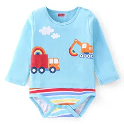 Babyhug 100 % Cotton Full Sleeves Onesie JCB Printed - Blue-picture-14