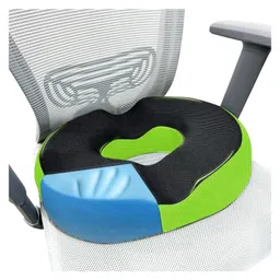 Sleepsia Cool Gel Memory Foam Donut Pillow | Piles Pillow, Tailbone Pain Seat Support for Lower Back, Hemorrhoids, Ring Pillow (Black/Green)-image-54