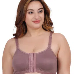 Fabme Cotton Blend Sleeveless Solid Non Padded Maternity Bra With Nursing Access - Purple-picture-10