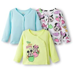 Babyoye Disney Interlock Knit Full Sleeves Front Open Jhablas with Minnie Mouse & Friends Graphic Pack of 3 - White Light Blue & Light Green-picture-48
