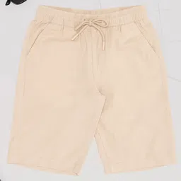 Pantaloons Junior Cotton Flax Woven Solid Shorts - Cream-picture-10