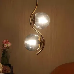 GAUVIK Gold-Toned Glass Contemporary Ceiling Lamp image 3