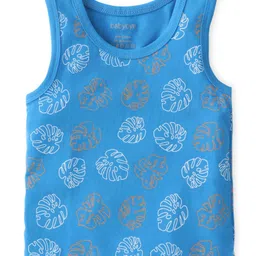 Babyoye 100% Cotton With Antibacterial Finish Sleeveless Vests Boat Print Pack of 3- Blue & Orange image 2