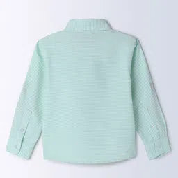 Milou Cotton Full Sleeves Striped Bio Washed Shirt - Light Green image 3