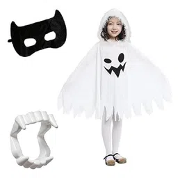 Kaku Fancy Dresses Halloween Theme Full Sleeves Costume Set - White & Black image 3