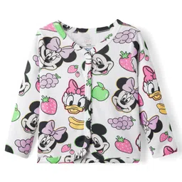 Babyoye Disney Interlock Knit Full Sleeves Front Open Jhablas with Minnie Mouse & Friends Graphic Pack of 3 - White Light Blue & Light Green image 2