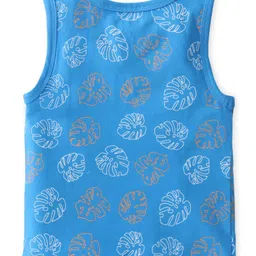 Babyoye 100% Cotton With Antibacterial Finish Sleeveless Vests Boat Print Pack of 3- Blue & Orange image 3