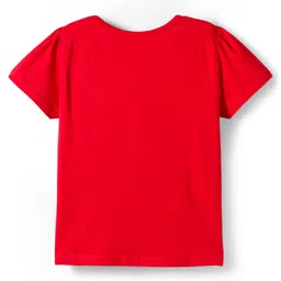 Pine Kids Single Jersey Knit Half Sleeves Night Suit With Butterfly Print - Red & Lime image 3