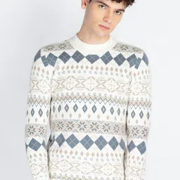 Status Quo Men Geometric Self Design Pullover Sweaters-picture-28