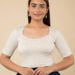 Bindigasm's Advi Printed Stretchable Saree Blouse-picture-24