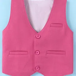 Robo Fry Lycra KnitFull Sleeves Nautical ThemePrinted 3 Piece Party Suit with Hat & Bow - Dark Pink image 4