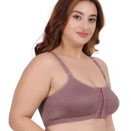 Fabme Cotton Blend Sleeveless Solid Non Padded Maternity Bra With Nursing Access - Purple image 5