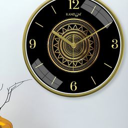 RANDOM Yellow & Black Printed Sweep Silent Stylish Round Contemporary Wall Clock-picture-32