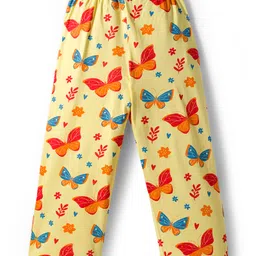 Pine Kids Single Jersey Knit Half Sleeves Night Suit With Butterfly Print - Red & Lime image 5