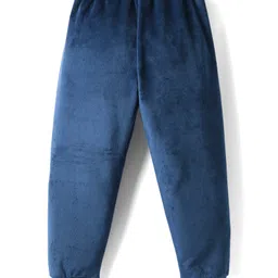 Babyhug Velour Woven Winter Wear Sweatshirt & Lounge Pant Set with Text Print - Navy Blue image 5