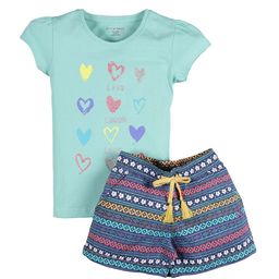 PLUM TREE Girls Navy Blue & Yellow Printed T-shirt with Shorts-picture-1