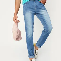 max Boys Regular Fit Blue Low Distress Light Fade Jeans image 1