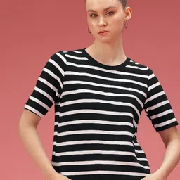 TOGS & TERRE Striped Round Neck Oversized Organic Cotton T-shirt-picture-17