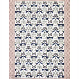 tundwal's White & Navy Blue Printed 210 TC Cotton King Bedsheet Set 2.2 m x 2.74 m image 4