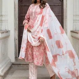 KALINI Ethnic Motifs Printed Kurta With Trousers & Dupatta image 4
