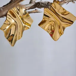 Estailo fashion Stainless Steel Chunky Gold-Plated Square Shaped Studs-picture-31