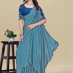 Zenophily Pure Chiffon Saree with Embroidered Blouse Piece image 4