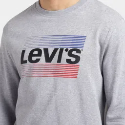 levi's Men's Solid Grey Crew Neck Sweatshirt image 5
