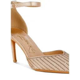 London Rag Gold Pearls and Sequins Embellished Stiletto Sandals image 4