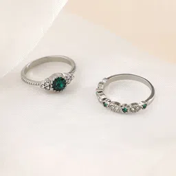 SOHI Set Of 2 Silver-Plated Stones-Studded Finger Rings-picture-36