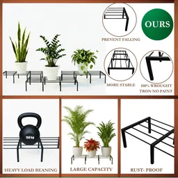 HOMZY DECOR Set of 4 Black Anti-Rust Planter Stand image 5