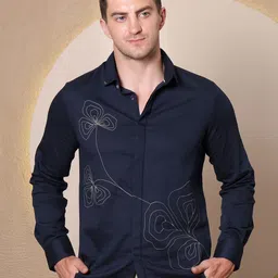 PIER 7 Men Classic Fit Abstract Printed Spread Collar Cotton Casual Shirt image 1