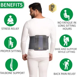Plutoex "Premium Adjustable Lumbar Support Belt for Effective Back Pain Relief - Unisex Waist Brace with Custom Fit - Lumbar Support for Men and Women - 1 Unit, Free Size" image 4