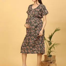 GOLDSTROMS Floral Print Maternity A-Line Midi Dress image 3