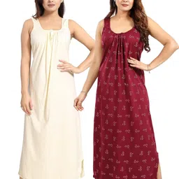 Inner Beats Women Pack Of 2 Multicoloured Cotton Blend Nightdress image 2