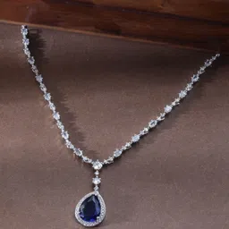 Niska Sliver Plated Cubic Zirconia Studded Necklace With Earrings image 2