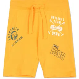 US Polo Assn Cotton Knit Shorts Text Print - Yellow-image-31