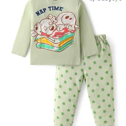 Babyoye Disney Single Jersey Knit Full Sleeves Night Suit With 101 Dalmatians Graphics - Olive Green-image-86