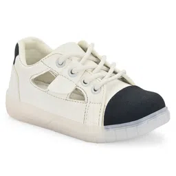 Stefens Colour Blocked Cut Out Detailed Lace Up Sneakers - White & Blue-picture-22