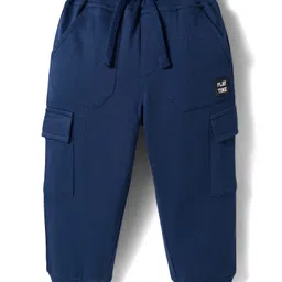 Babyhug French Terry Knit Full Length Lounge Pant with Patch - Navy Blue-picture-24