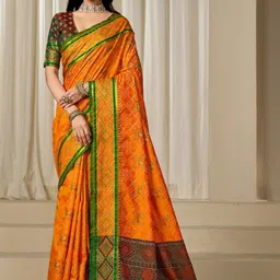 KALINI Woven Design Zari Silk Blend Patola Saree image 4