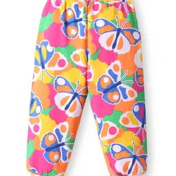 Babyhug Cotton Knit Full Length Lounge Pant with Butterfly Print - Multicolor image 2