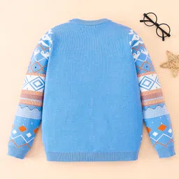 Mark & Mia Viscose Full Sleeves Pullover Sweater with Fair Isle Design - Light Blue image 2