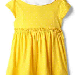 Babyhug Single Jersey Knit Half Sleeves Bunny Printed Frock With Bloomer - Yellow image 3