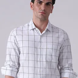 Mufti Men Slim Fit Windowpane Checks Checked Casual Shirt-image-86