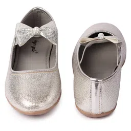 Boyz n Galz Shimmer Bow Applique Detailed Ballerinas - Silver image 5