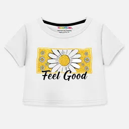 Trampoline Cotton Blend Pack Of 3 Half Sleeves Butterfly & Rainbow Printed Crop Tops - Multi Colour image 5