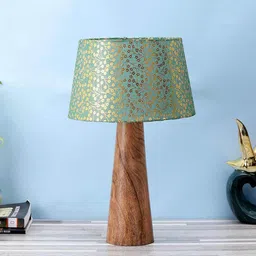 Silver Fabric Shade Table Lamp With Brown Base By Foziq image 2